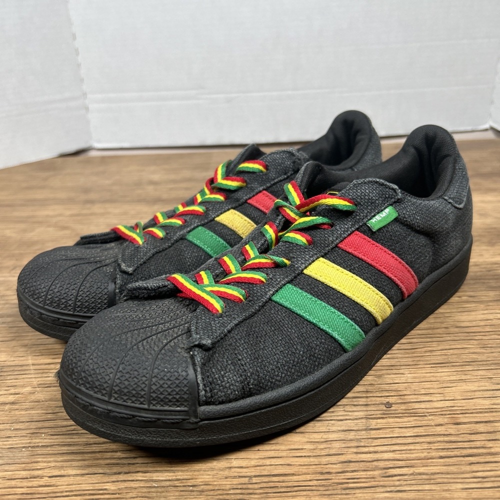 Adidas HEMP Superstar II 2.0 Men's 9.5 RASTA Black Red Green Yellow G65535 2011
